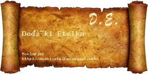 Deáki Etelka névjegykártya